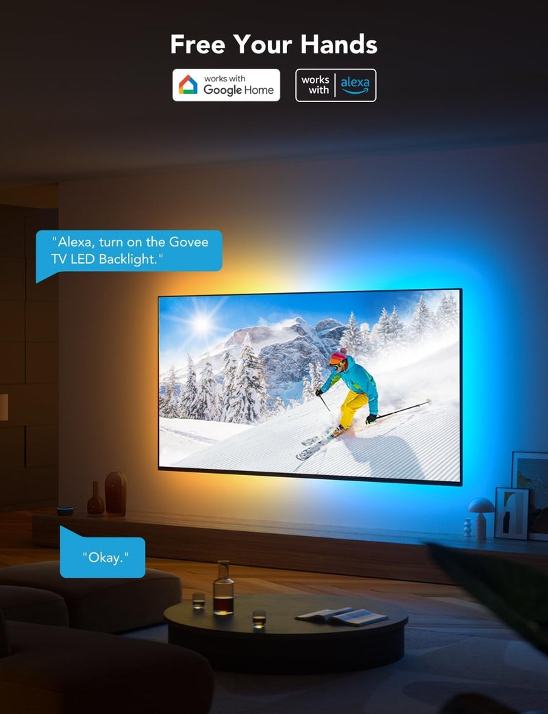 Govee TV LED Backlight, RGBIC Smart LED Strip Lights for 55-65 Inch TVs, Bluetooth and Wi-Fi APP Control, Works with Alexa & Google Assistant, Music Sync, 99+ Scene Modes, Adapter - Image 3